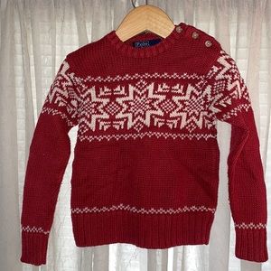 Almost New Red Polo Ralph Lauren Classic Crewneck Sweater in Thick Cotton - 3T
